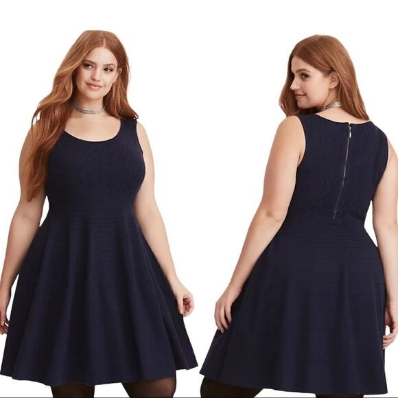 𝅺torrid Blue Mixed Stitch Sleeveless Back Zip Sweater Dress Sz 10 - Picture 1 of 13